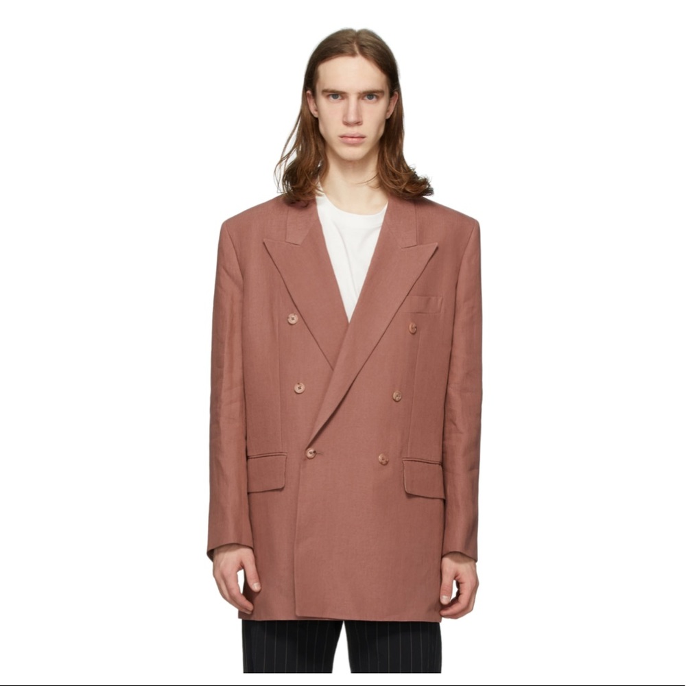 NWT PAUL SMITH Linen Longline Double-Breasted Blazer
